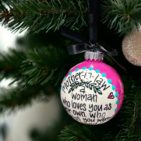 Heartfelt Mother-in-Law Christmas Ornament, Personalized & Hand-Painted Keepsake - Picture 4 of 10